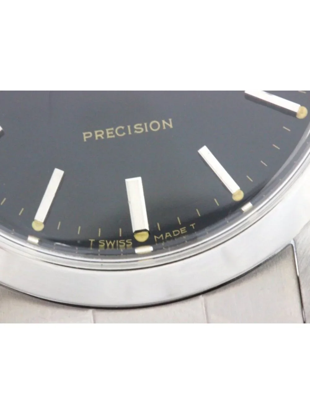 Rolex Oyster Date 34 Precision Cal Watch Stainless Steel Tritium Black Dial